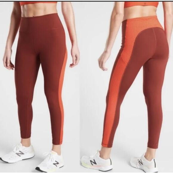Athleta Ultimate Stash Pocket Colorblock Lasercut 7/8 Tight Leggings Women Small - Picture 1 of 9